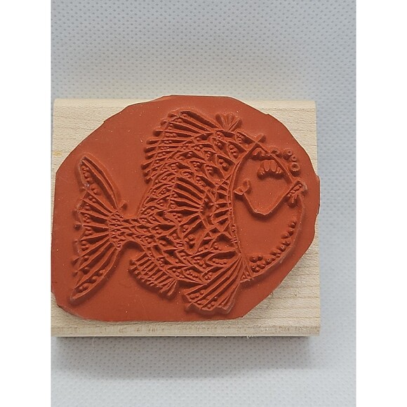 Vtg 2003 RAINBOW FISH SCALES Lake Life Aquarium Pet STAMPIN UP! RUBBER STAMP - Picture 3 of 5